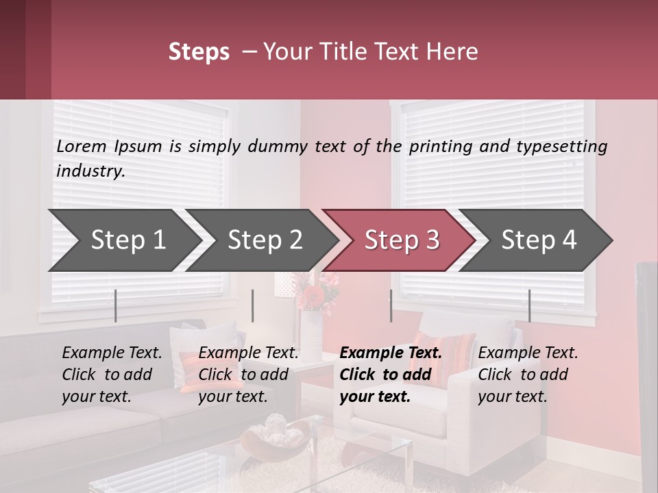 A Living Room Filled With Furniture And Windows PowerPoint Template