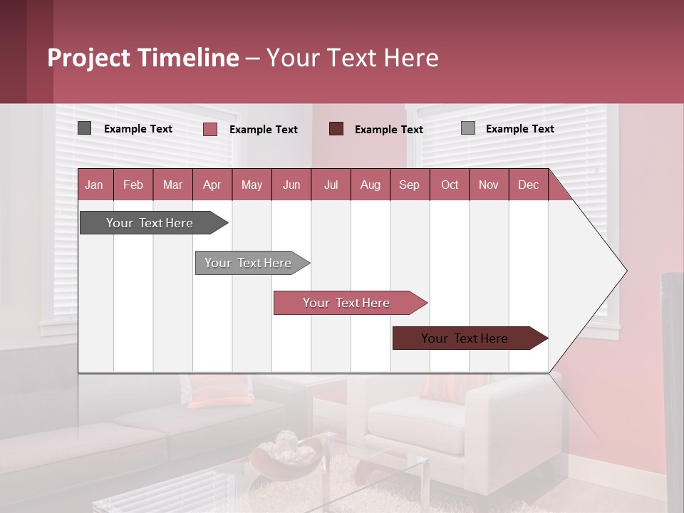 A Living Room Filled With Furniture And Windows PowerPoint Template