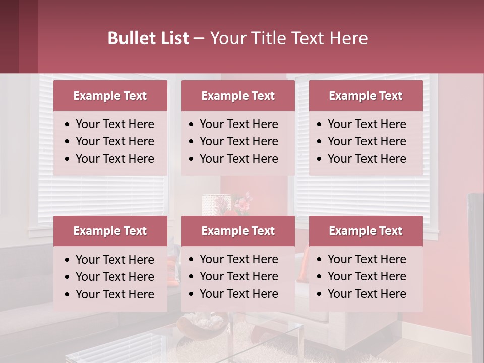 A Living Room Filled With Furniture And Windows PowerPoint Template
