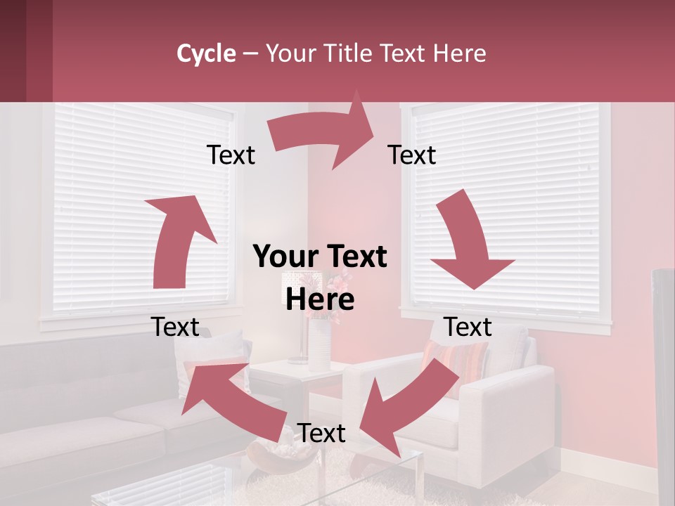 A Living Room Filled With Furniture And Windows PowerPoint Template
