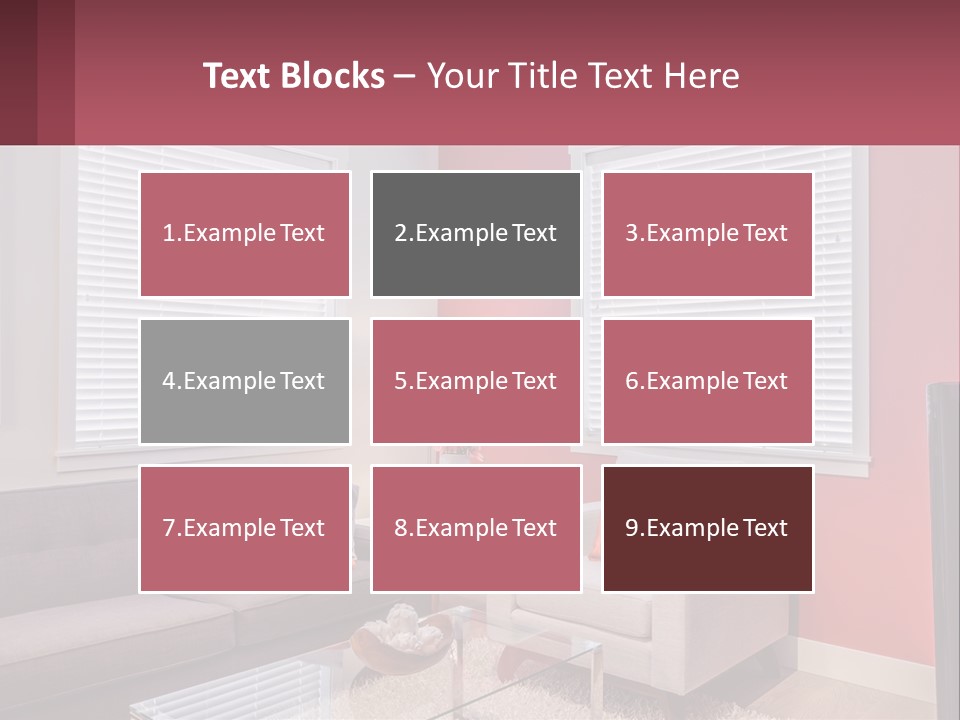 A Living Room Filled With Furniture And Windows PowerPoint Template