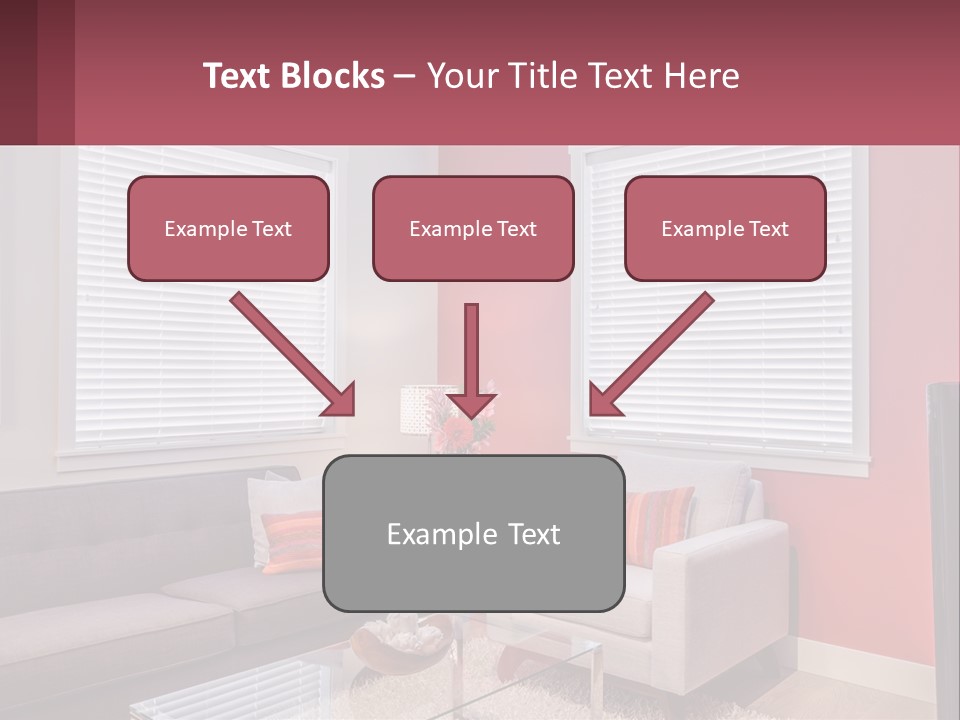 A Living Room Filled With Furniture And Windows PowerPoint Template