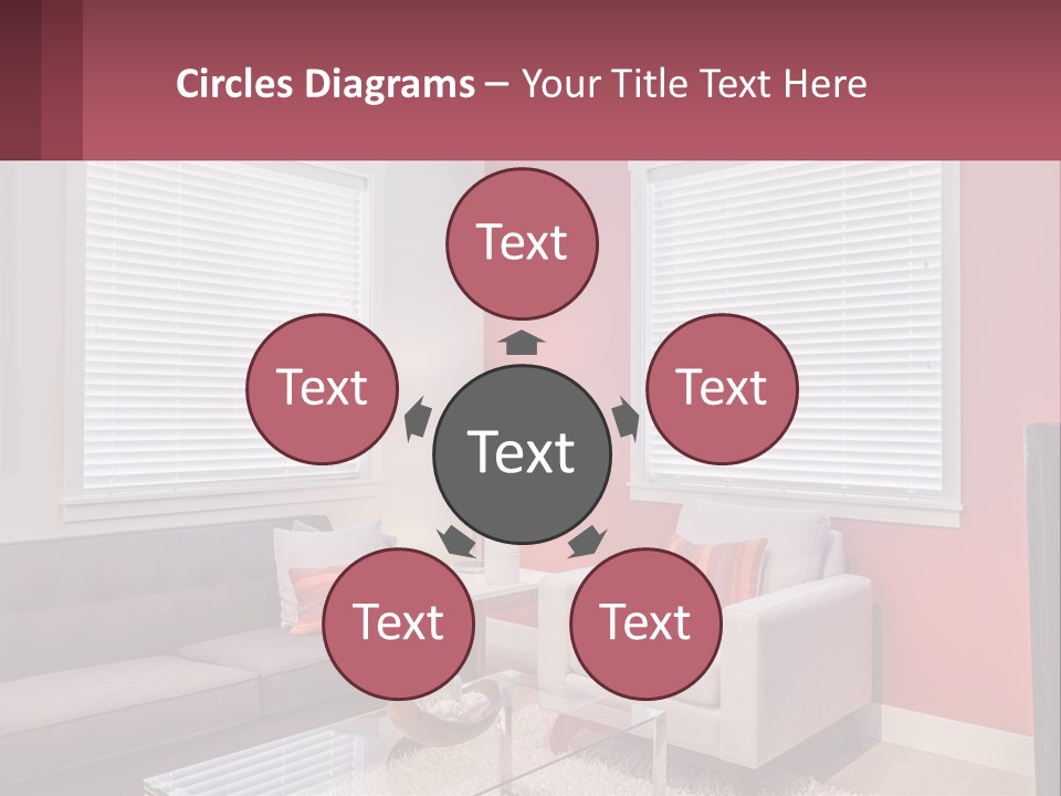 A Living Room Filled With Furniture And Windows PowerPoint Template