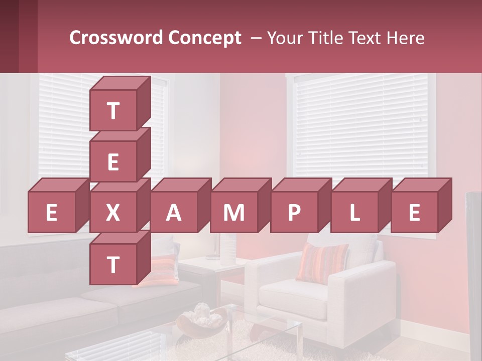 A Living Room Filled With Furniture And Windows PowerPoint Template