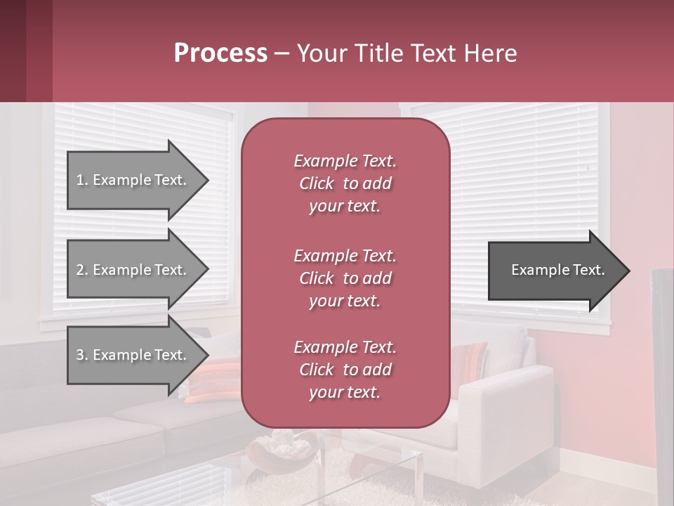 A Living Room Filled With Furniture And Windows PowerPoint Template