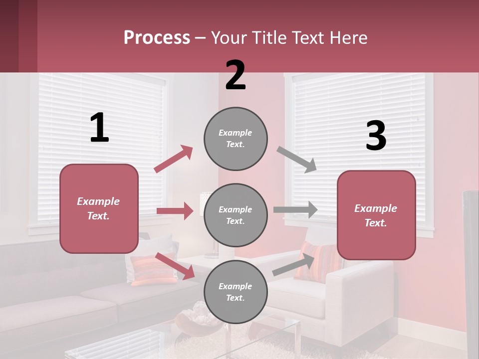 A Living Room Filled With Furniture And Windows PowerPoint Template