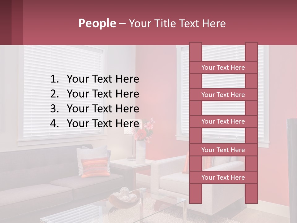 A Living Room Filled With Furniture And Windows PowerPoint Template