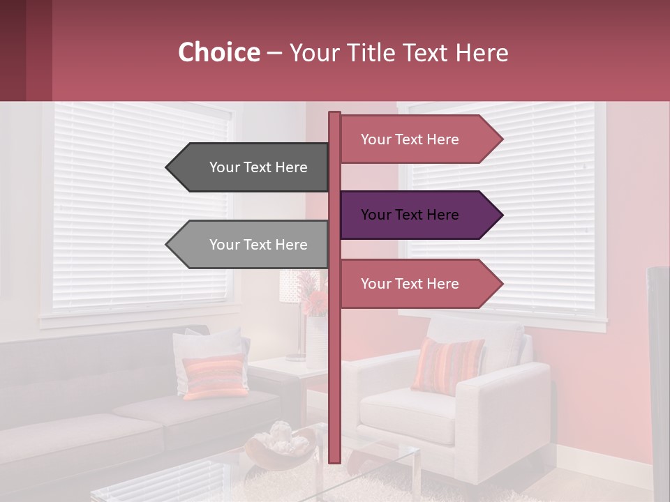 A Living Room Filled With Furniture And Windows PowerPoint Template
