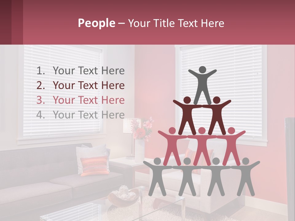 A Living Room Filled With Furniture And Windows PowerPoint Template