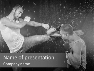 A Man Kicking Another Man In The Air PowerPoint Template