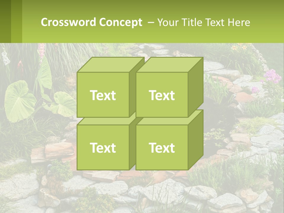 A Small Pond Surrounded By Rocks And Plants PowerPoint Template