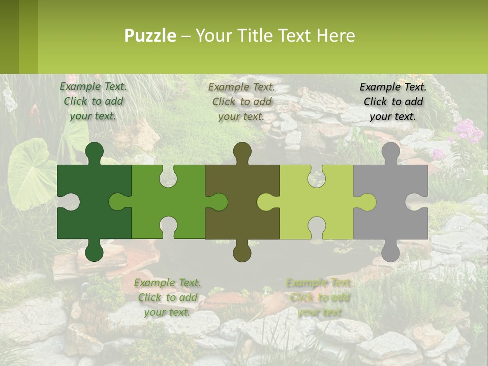 A Small Pond Surrounded By Rocks And Plants PowerPoint Template