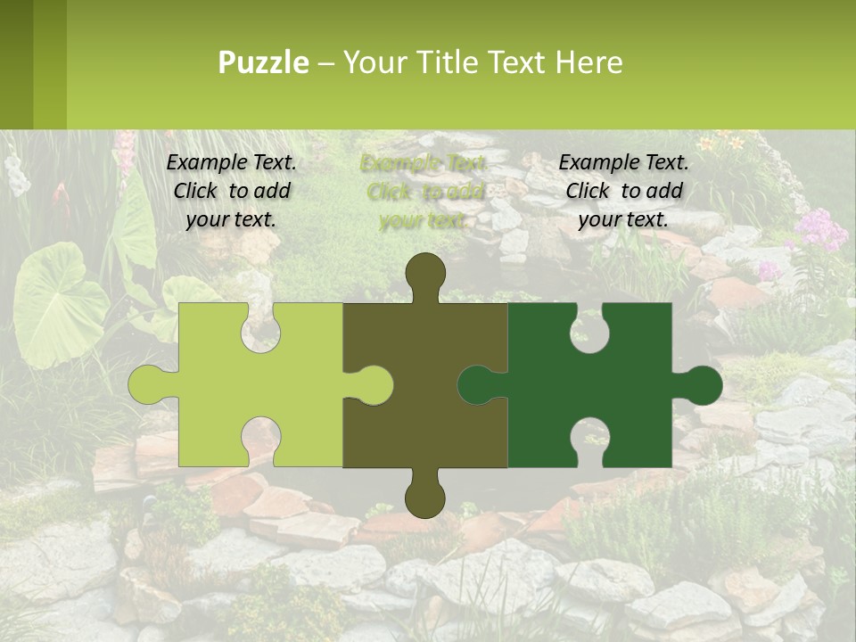 A Small Pond Surrounded By Rocks And Plants PowerPoint Template