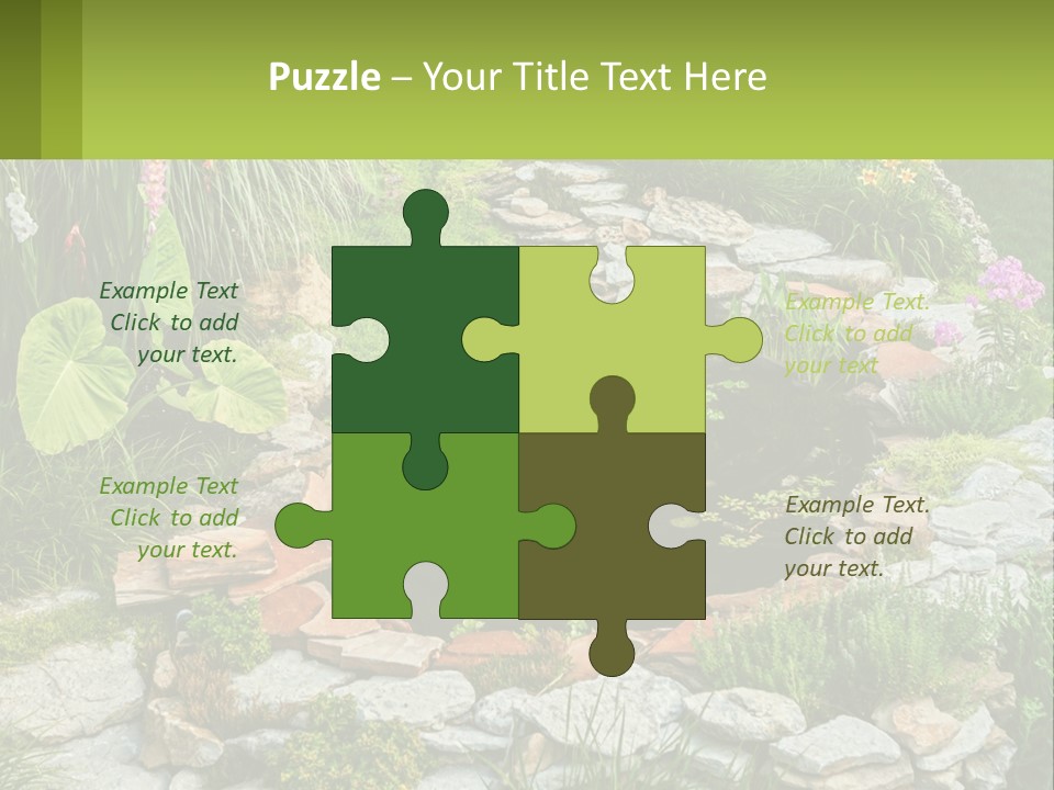 A Small Pond Surrounded By Rocks And Plants PowerPoint Template