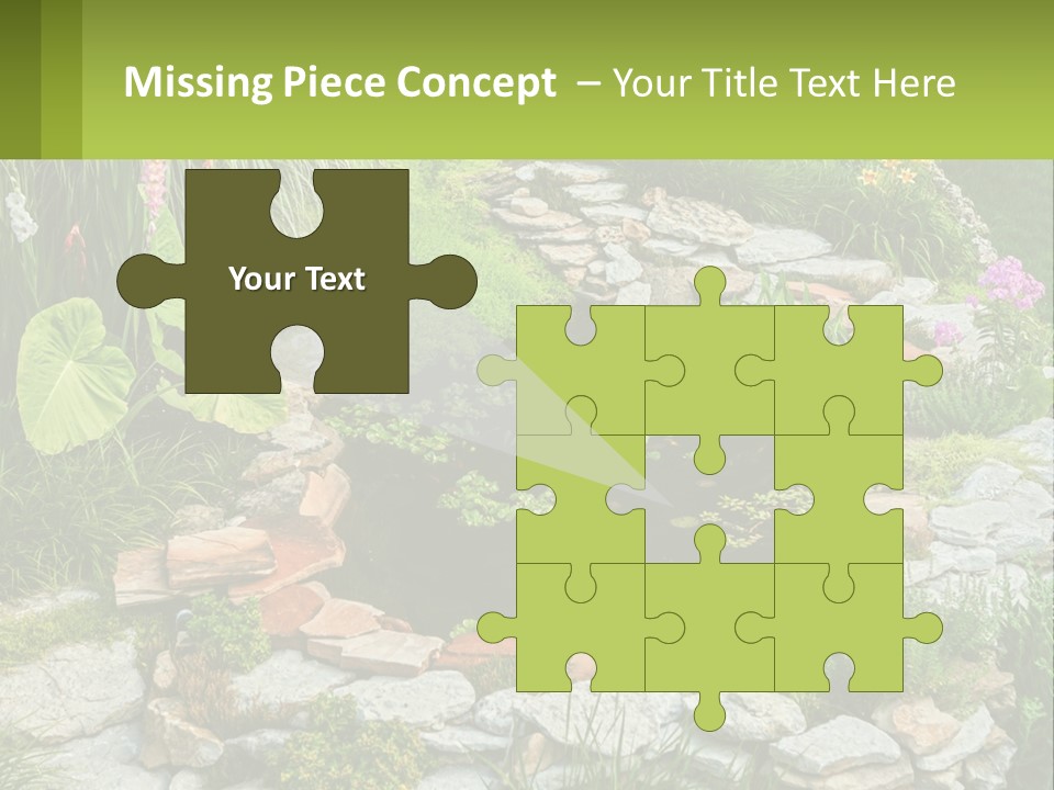 A Small Pond Surrounded By Rocks And Plants PowerPoint Template