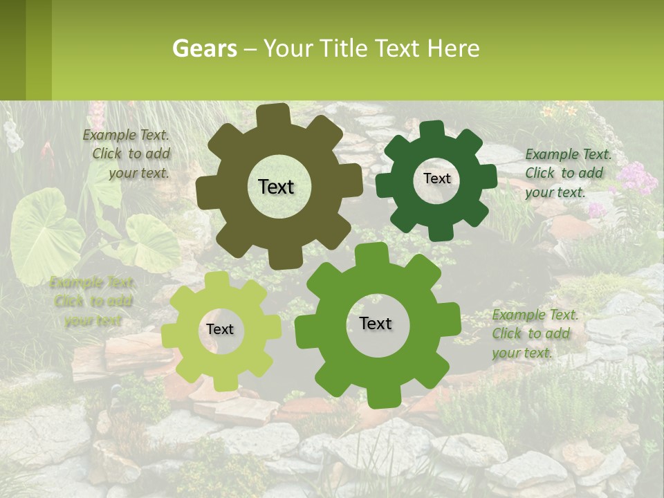 A Small Pond Surrounded By Rocks And Plants PowerPoint Template