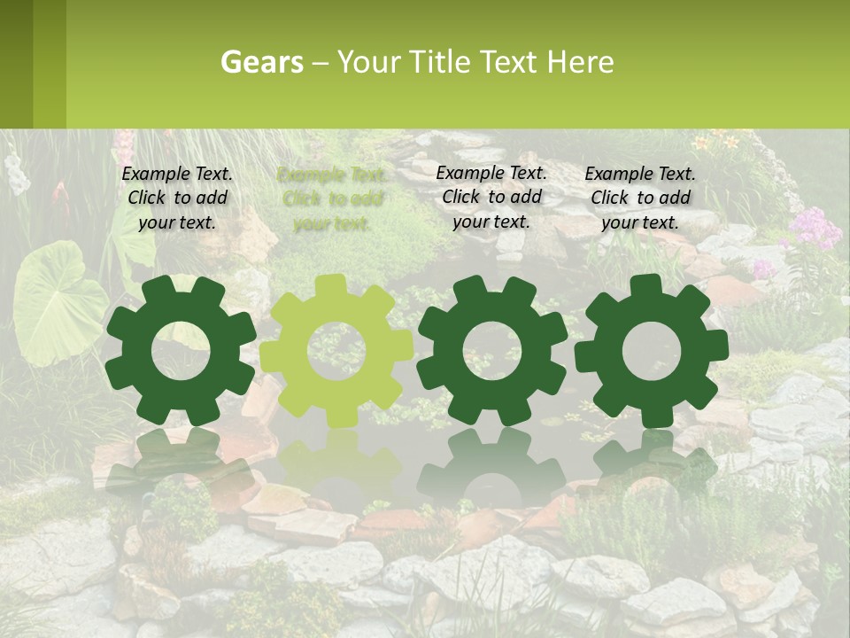 A Small Pond Surrounded By Rocks And Plants PowerPoint Template