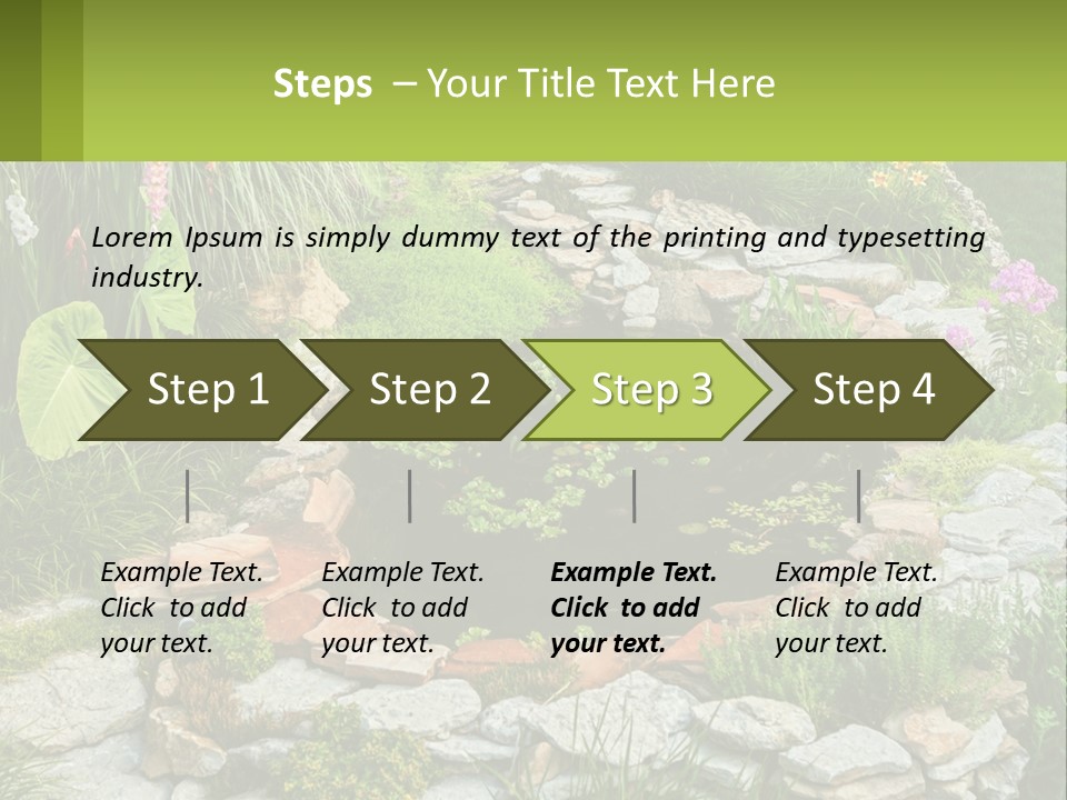 A Small Pond Surrounded By Rocks And Plants PowerPoint Template