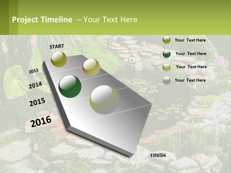 A Small Pond Surrounded By Rocks And Plants PowerPoint Template