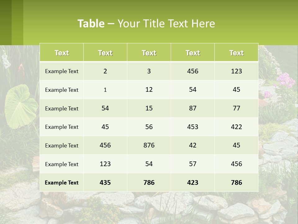 A Small Pond Surrounded By Rocks And Plants PowerPoint Template