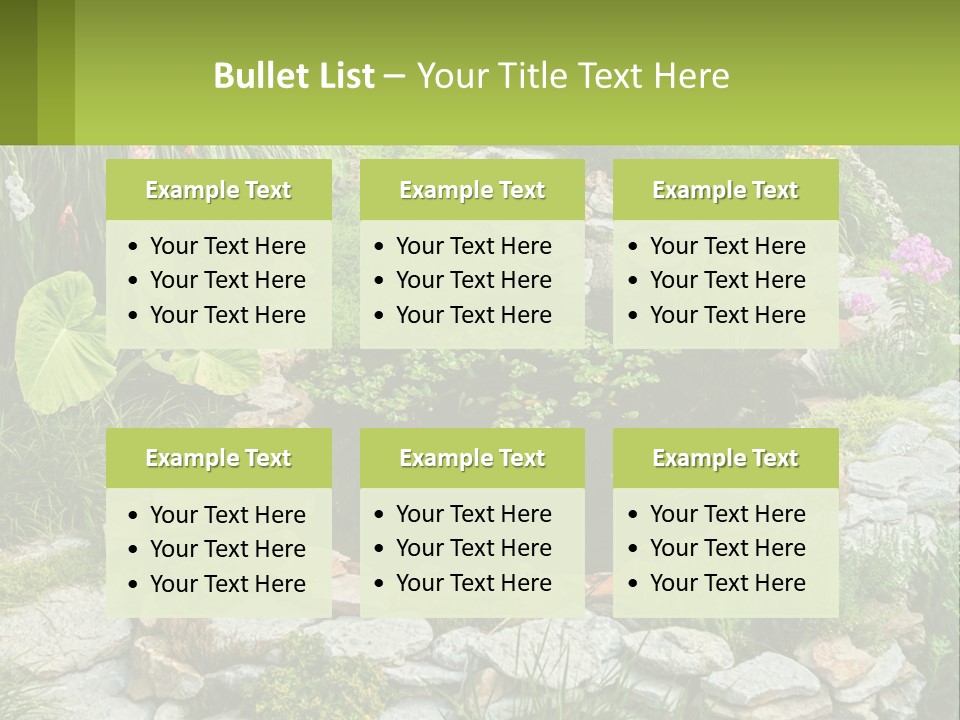 A Small Pond Surrounded By Rocks And Plants PowerPoint Template