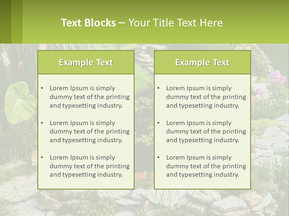 A Small Pond Surrounded By Rocks And Plants PowerPoint Template