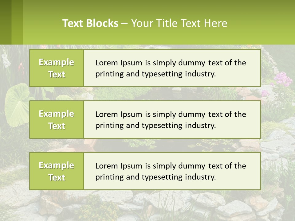 A Small Pond Surrounded By Rocks And Plants PowerPoint Template
