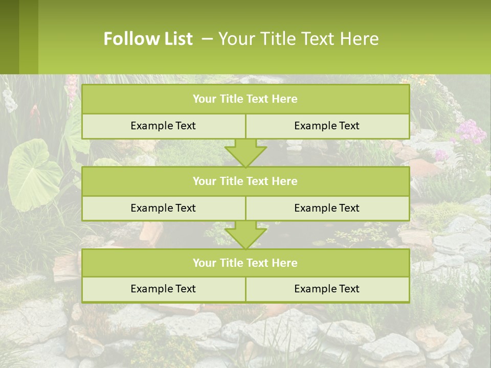 A Small Pond Surrounded By Rocks And Plants PowerPoint Template