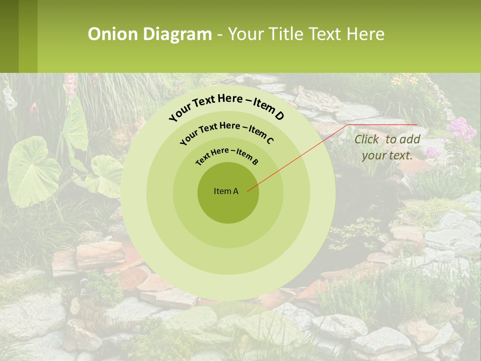 A Small Pond Surrounded By Rocks And Plants PowerPoint Template