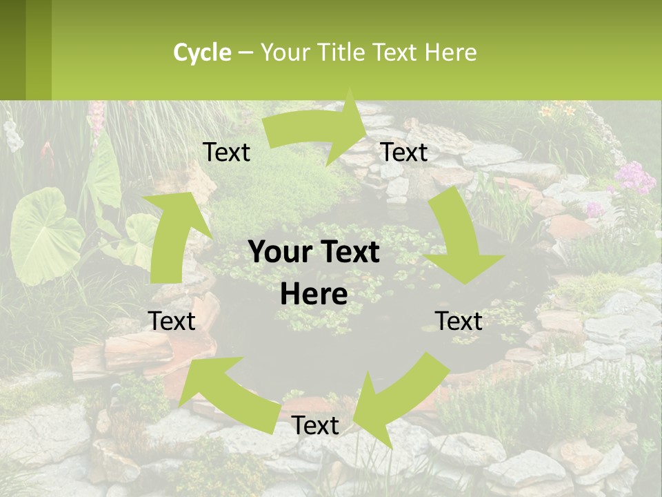 A Small Pond Surrounded By Rocks And Plants PowerPoint Template