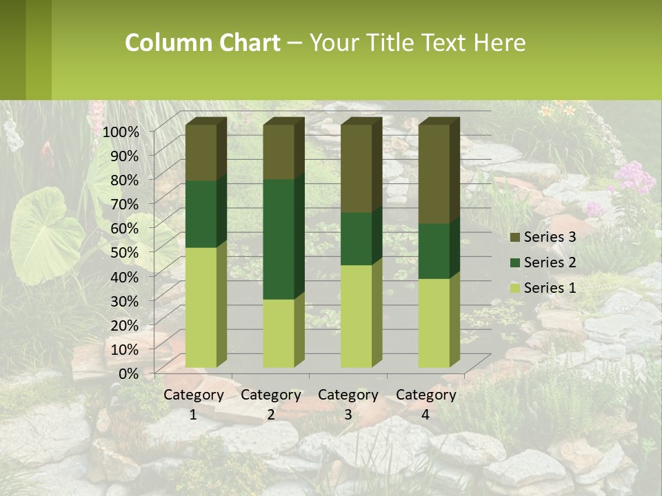 A Small Pond Surrounded By Rocks And Plants PowerPoint Template