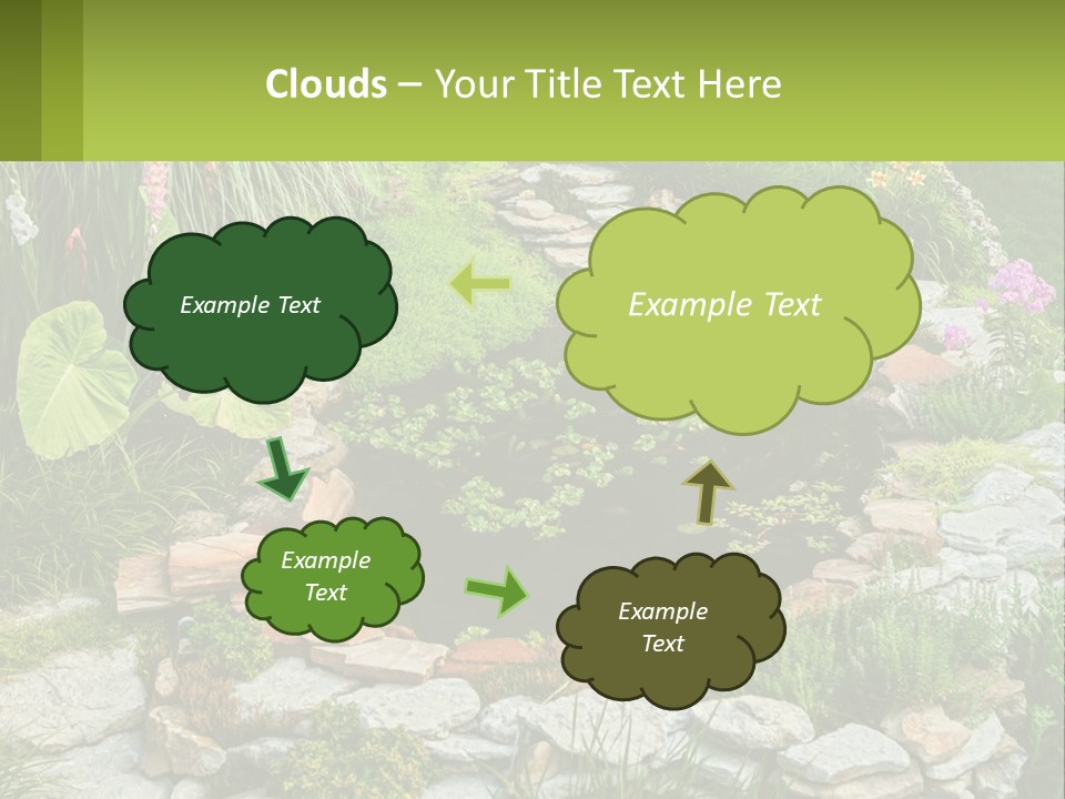 A Small Pond Surrounded By Rocks And Plants PowerPoint Template