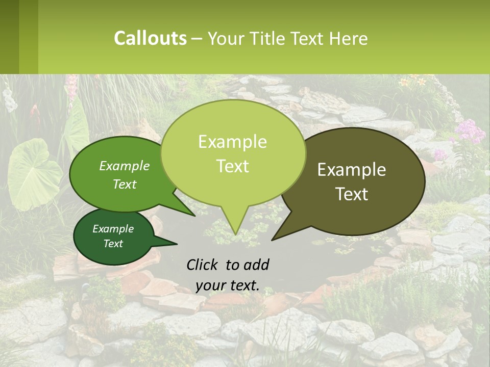 A Small Pond Surrounded By Rocks And Plants PowerPoint Template