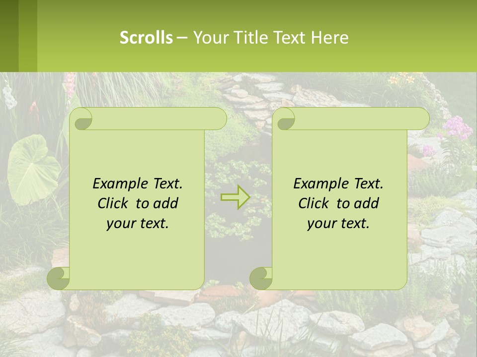 A Small Pond Surrounded By Rocks And Plants PowerPoint Template