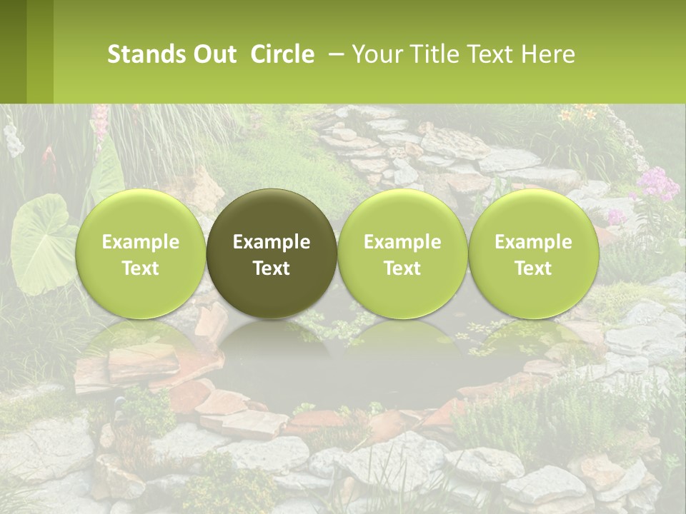 A Small Pond Surrounded By Rocks And Plants PowerPoint Template