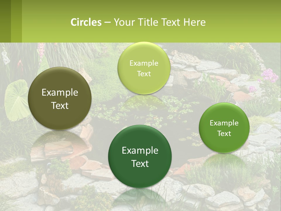 A Small Pond Surrounded By Rocks And Plants PowerPoint Template