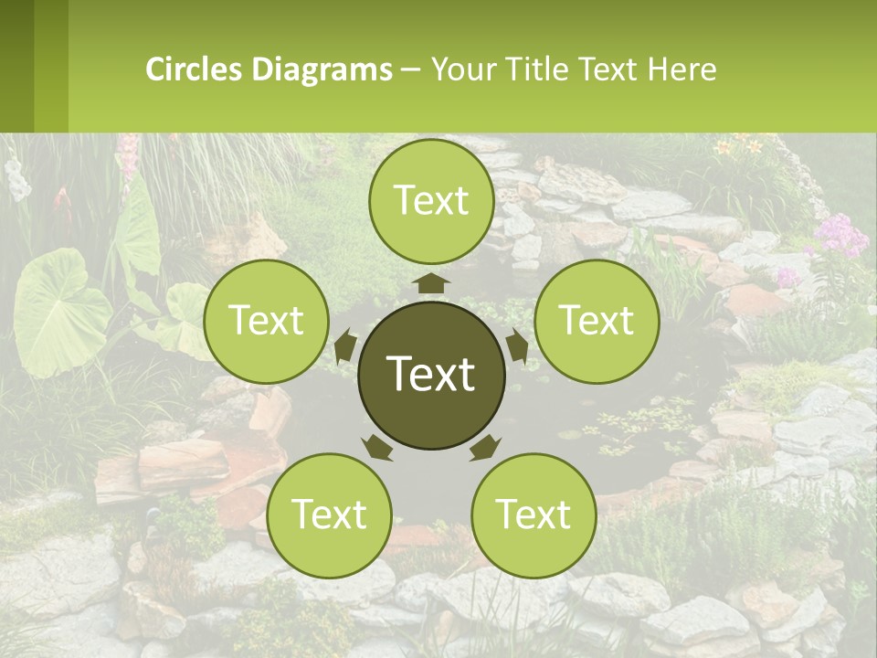 A Small Pond Surrounded By Rocks And Plants PowerPoint Template