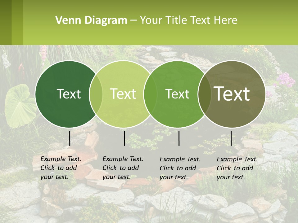 A Small Pond Surrounded By Rocks And Plants PowerPoint Template