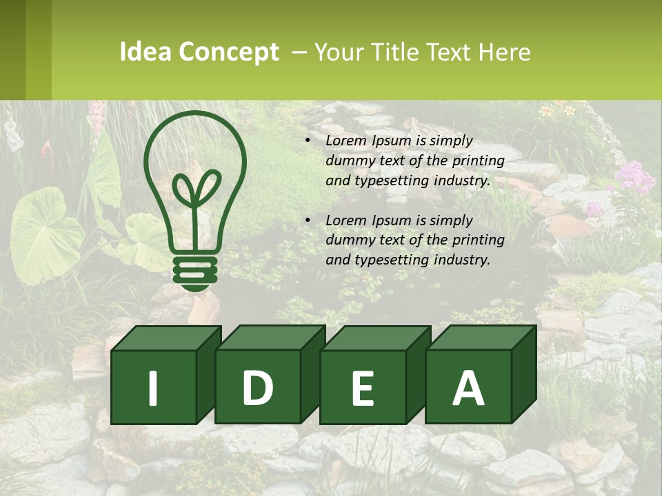 A Small Pond Surrounded By Rocks And Plants PowerPoint Template