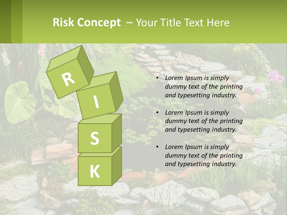 A Small Pond Surrounded By Rocks And Plants PowerPoint Template