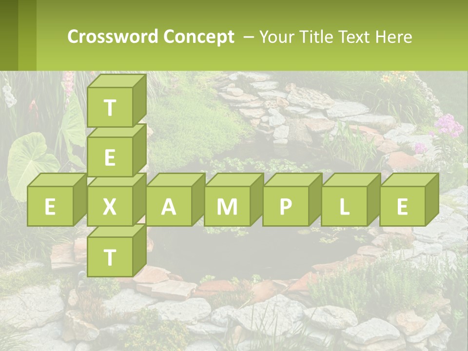 A Small Pond Surrounded By Rocks And Plants PowerPoint Template