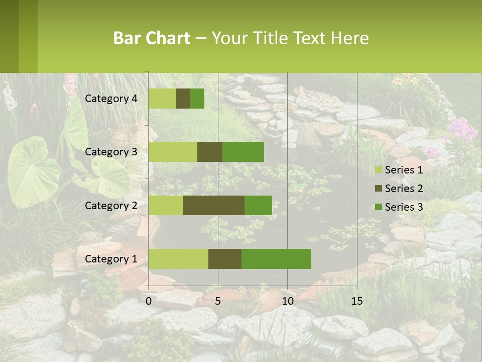 A Small Pond Surrounded By Rocks And Plants PowerPoint Template