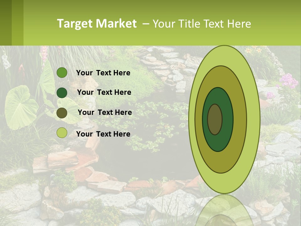 A Small Pond Surrounded By Rocks And Plants PowerPoint Template