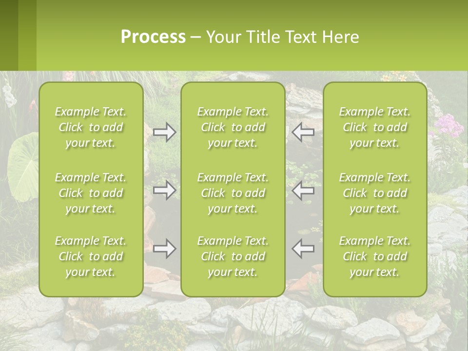 A Small Pond Surrounded By Rocks And Plants PowerPoint Template