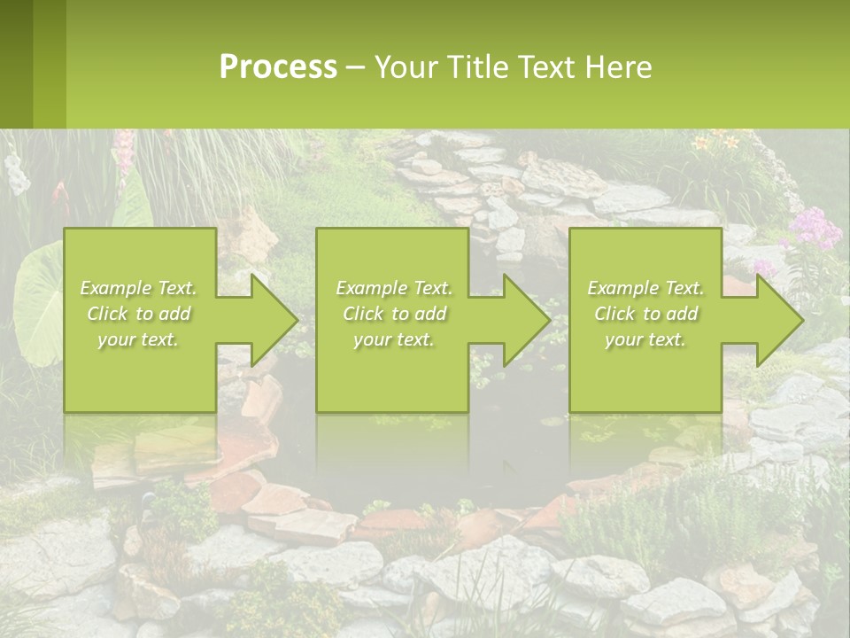 A Small Pond Surrounded By Rocks And Plants PowerPoint Template
