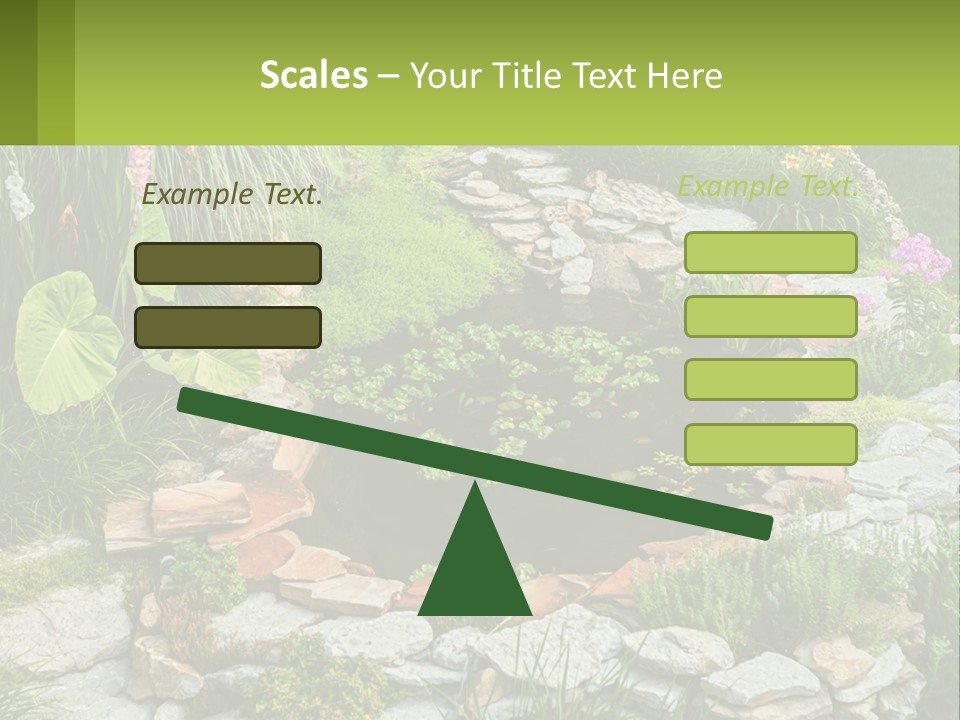 A Small Pond Surrounded By Rocks And Plants PowerPoint Template