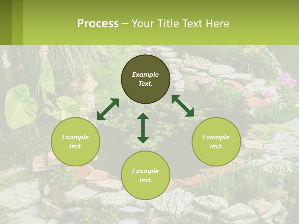 A Small Pond Surrounded By Rocks And Plants PowerPoint Template