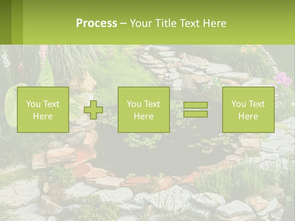 A Small Pond Surrounded By Rocks And Plants PowerPoint Template