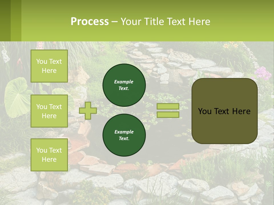 A Small Pond Surrounded By Rocks And Plants PowerPoint Template