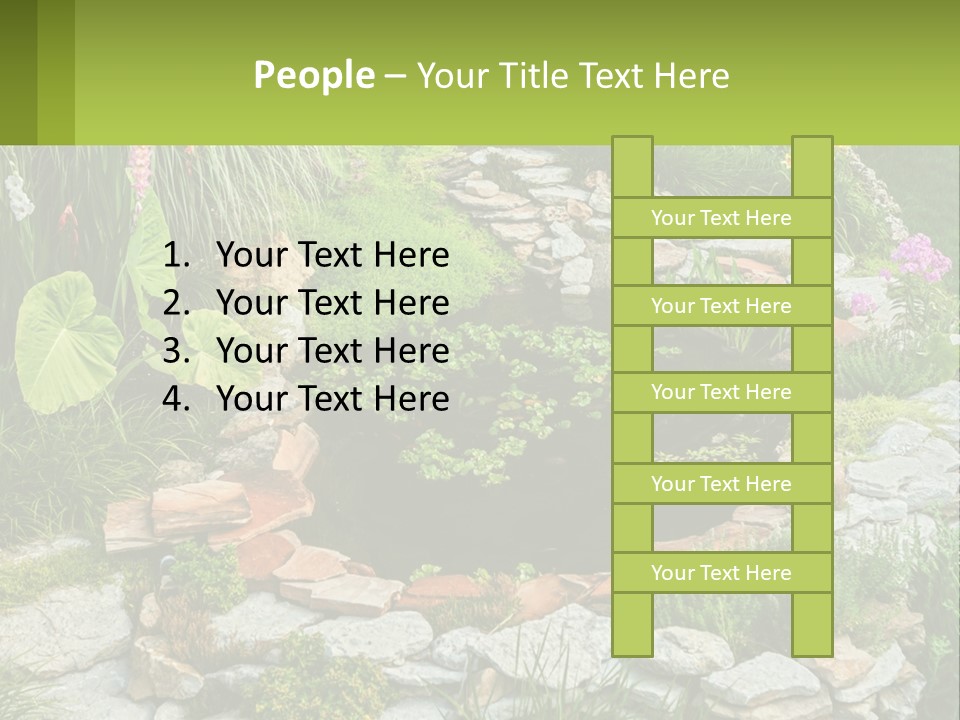 A Small Pond Surrounded By Rocks And Plants PowerPoint Template